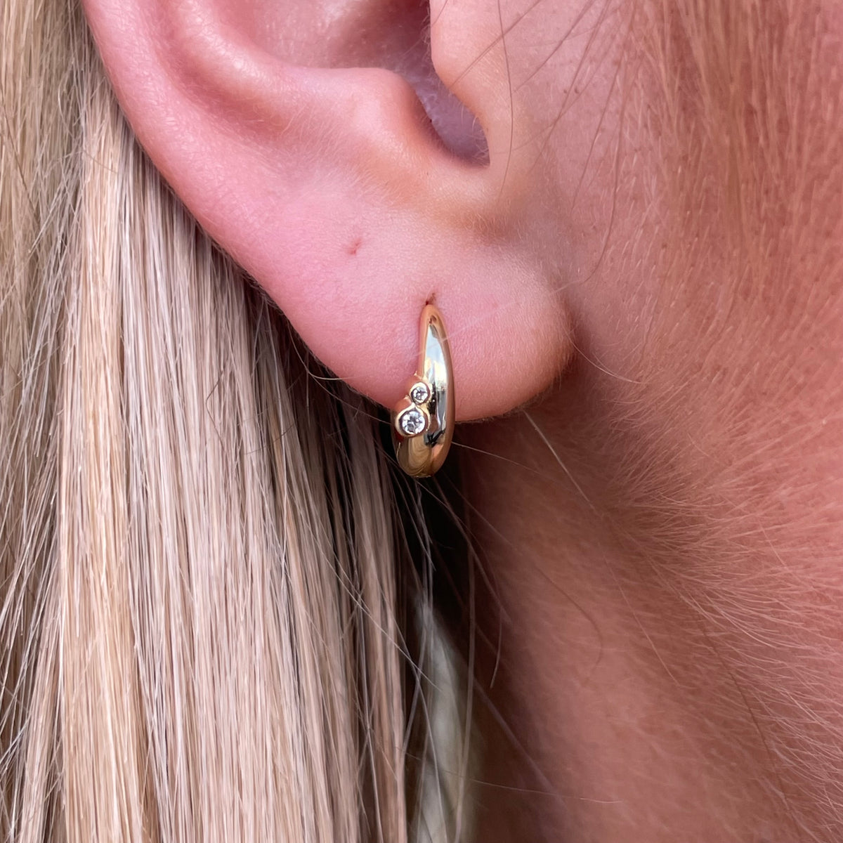 Sunshine CZ Huggie Hoop Earrings | 13mm