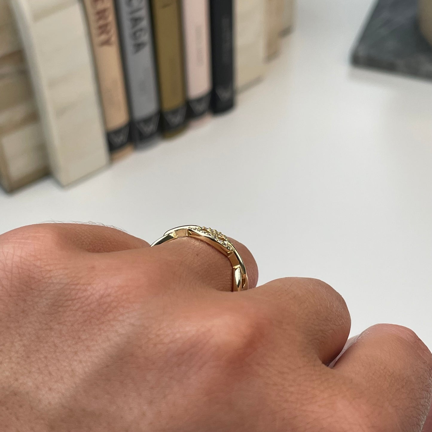 Sunshine CZ Stirrup Link Ring - John Ross Jewellers