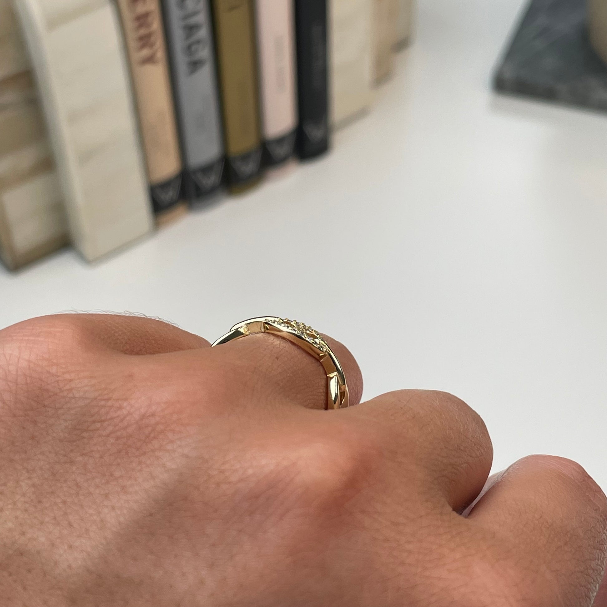 Sunshine CZ Stirrup Link Ring - John Ross Jewellers