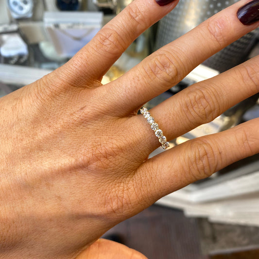 9ct Gold CZ Seven Stone Eternity Ring - John Ross Jewellers