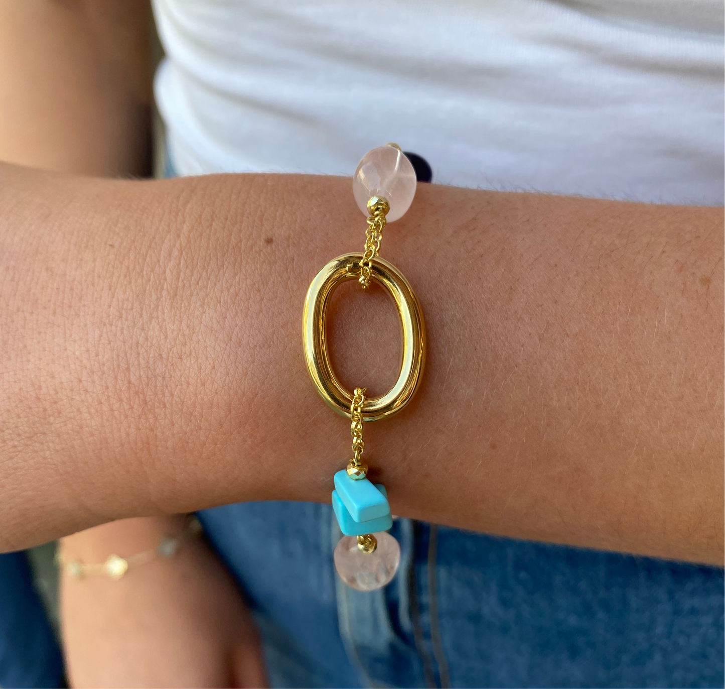 Baroque Bracelet | Horos | Amethyst, Rose Quartz & Turquoise - John Ross Jewellers