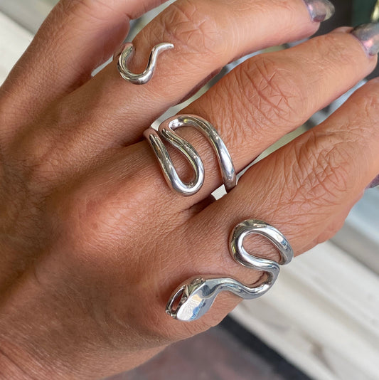 Silver Serpent Hand Ring