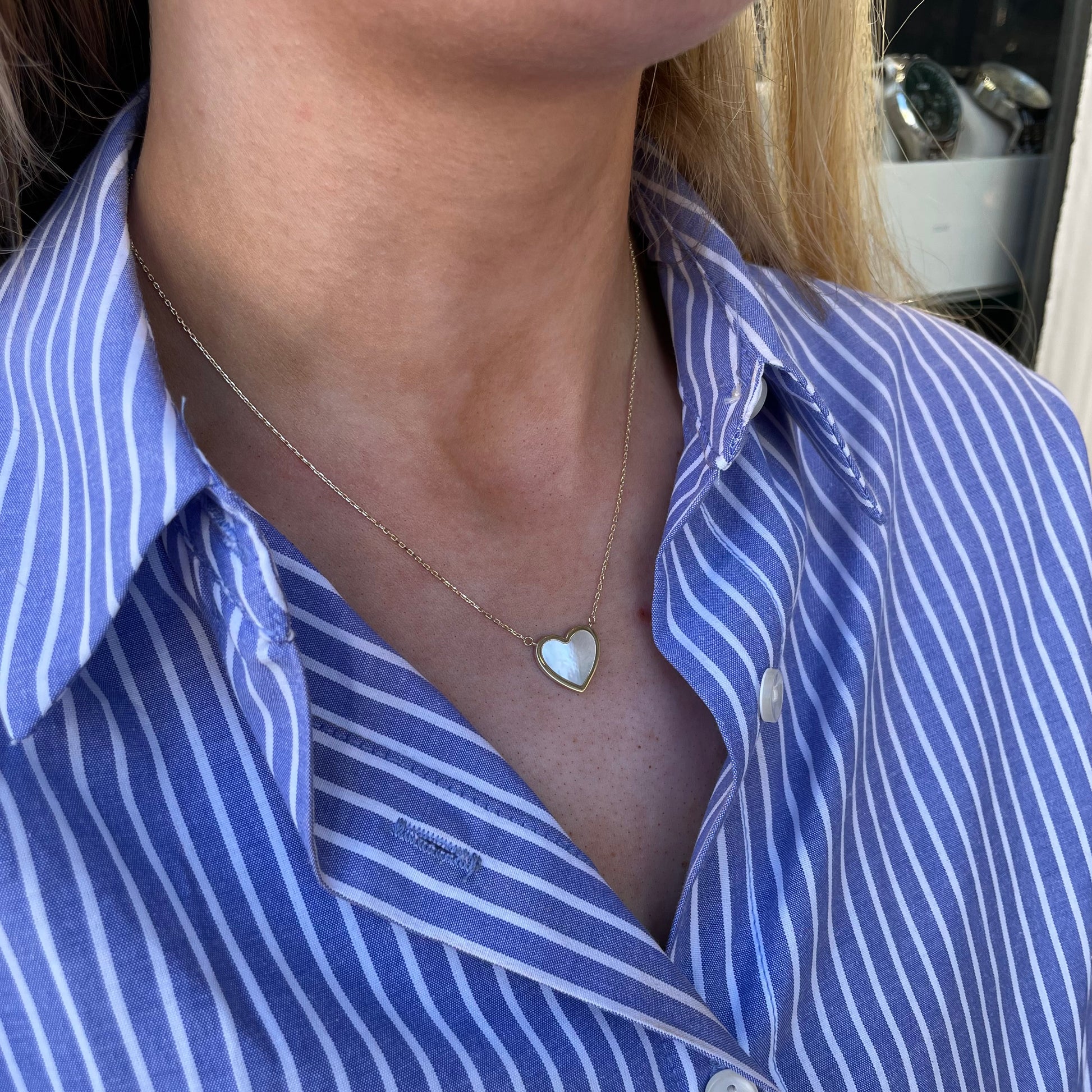 9ct Gold Mother of Pearl Heart Necklace - John Ross Jewellers