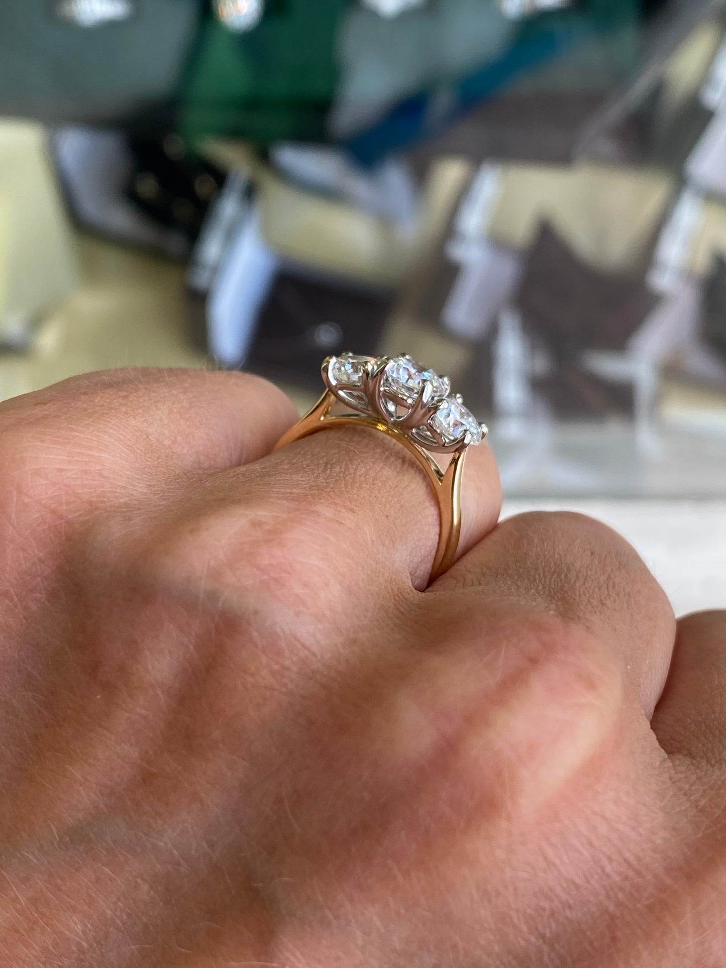 18ct Gold Trilogy Engagement Ring | Certificated Lab 2.11ct