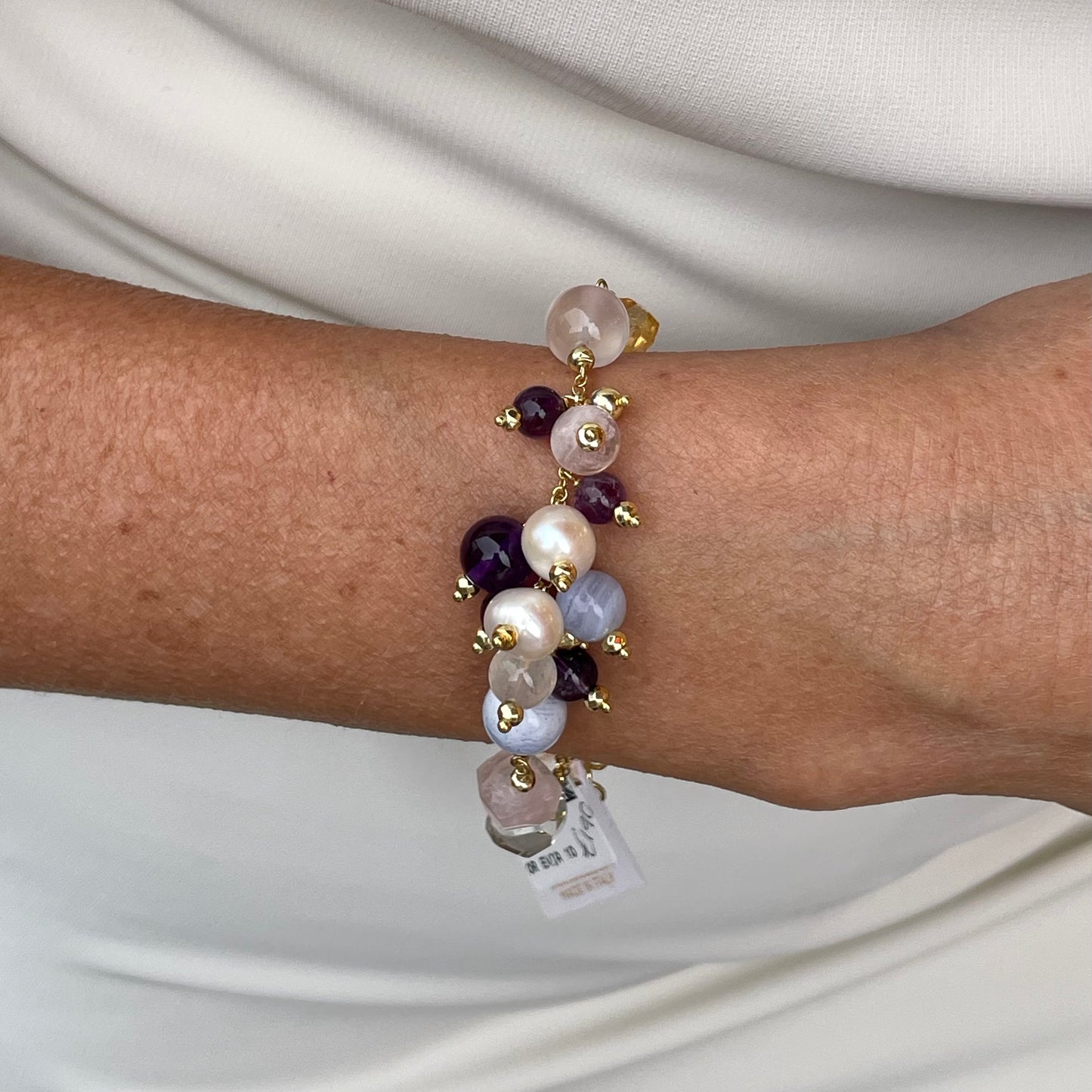 Baroque Bracelet | Evia | Pearl, Amethyst & Chalcedony - John Ross Jewellers