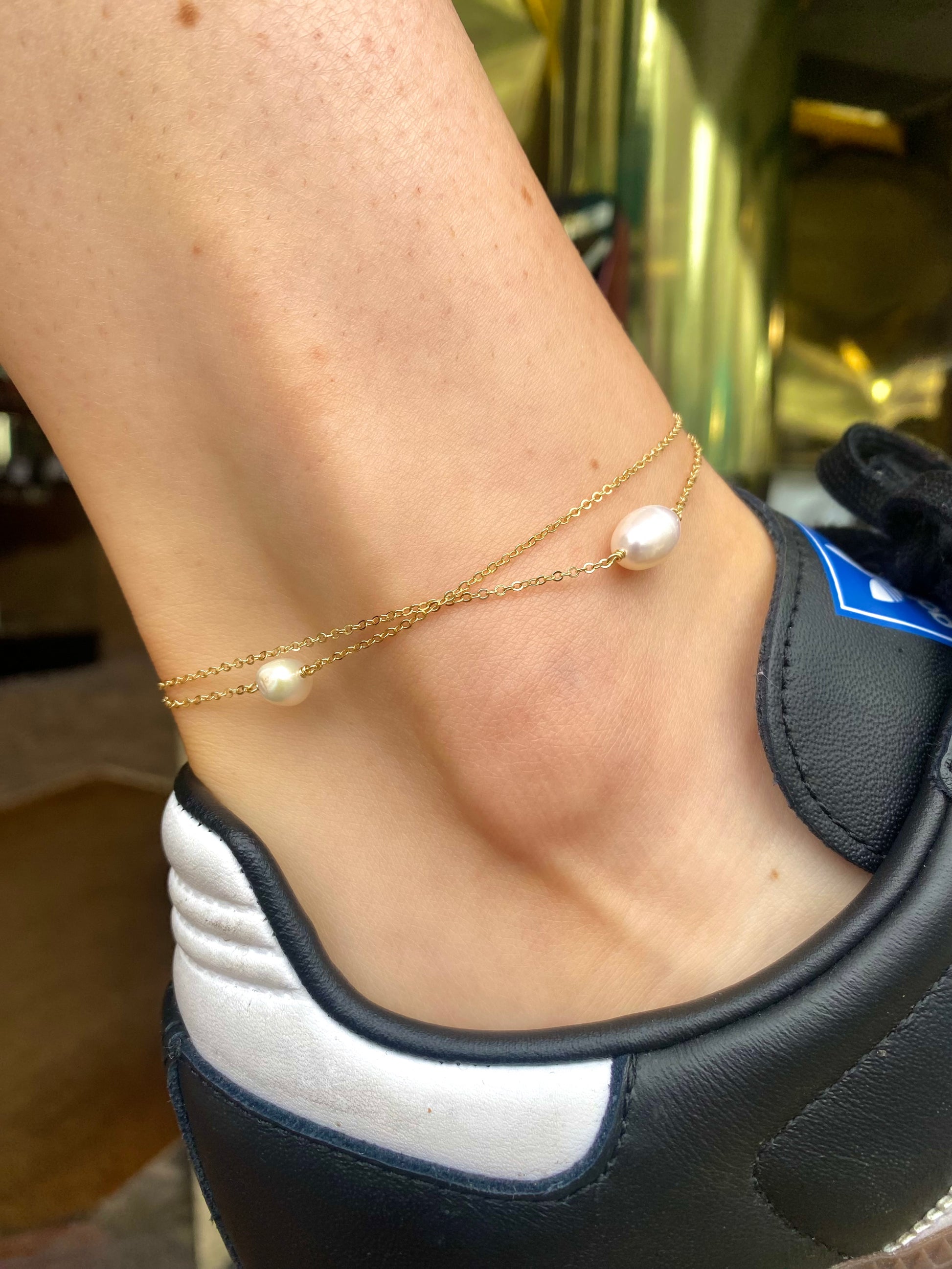 Sunshine Anklet - Double Freshwater Pearl - John Ross Jewellers