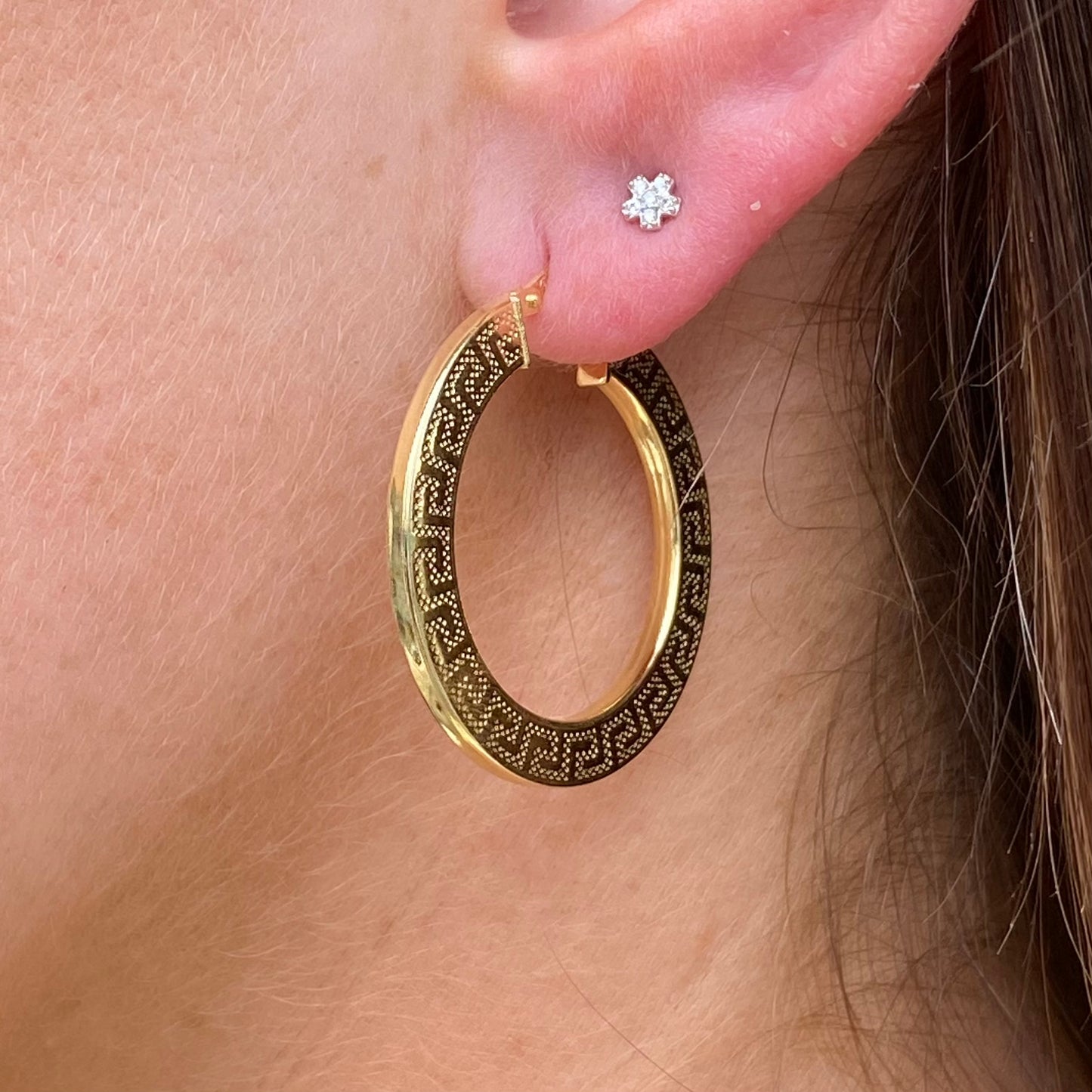 SUNSHINE Greek Pattern Hoop Earrings | 30mm