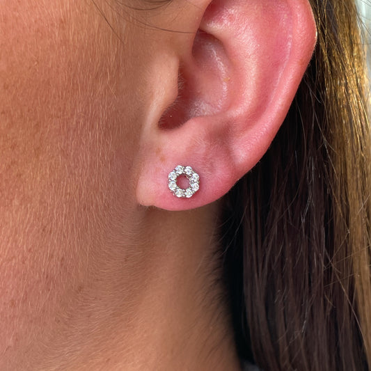 Silver CZ Eternity Stud Earrings | 7mm - John Ross Jewellers