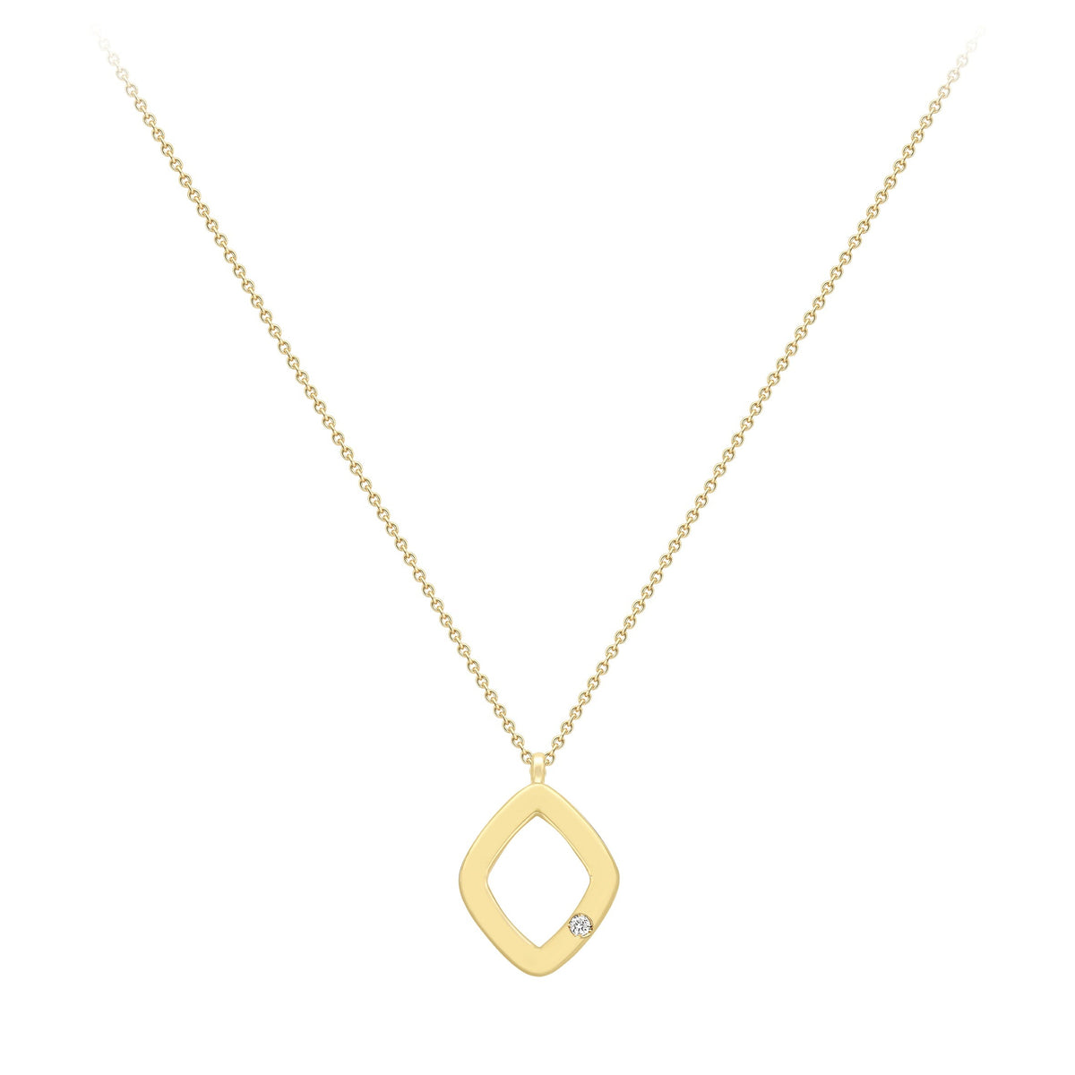 9ct Gold Open Shape Diamond Necklace