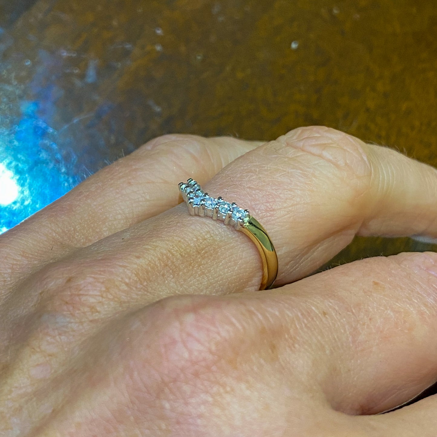 18ct Gold Diamond Wishbone Eternity Ring 0.24ct - John Ross Jewellers