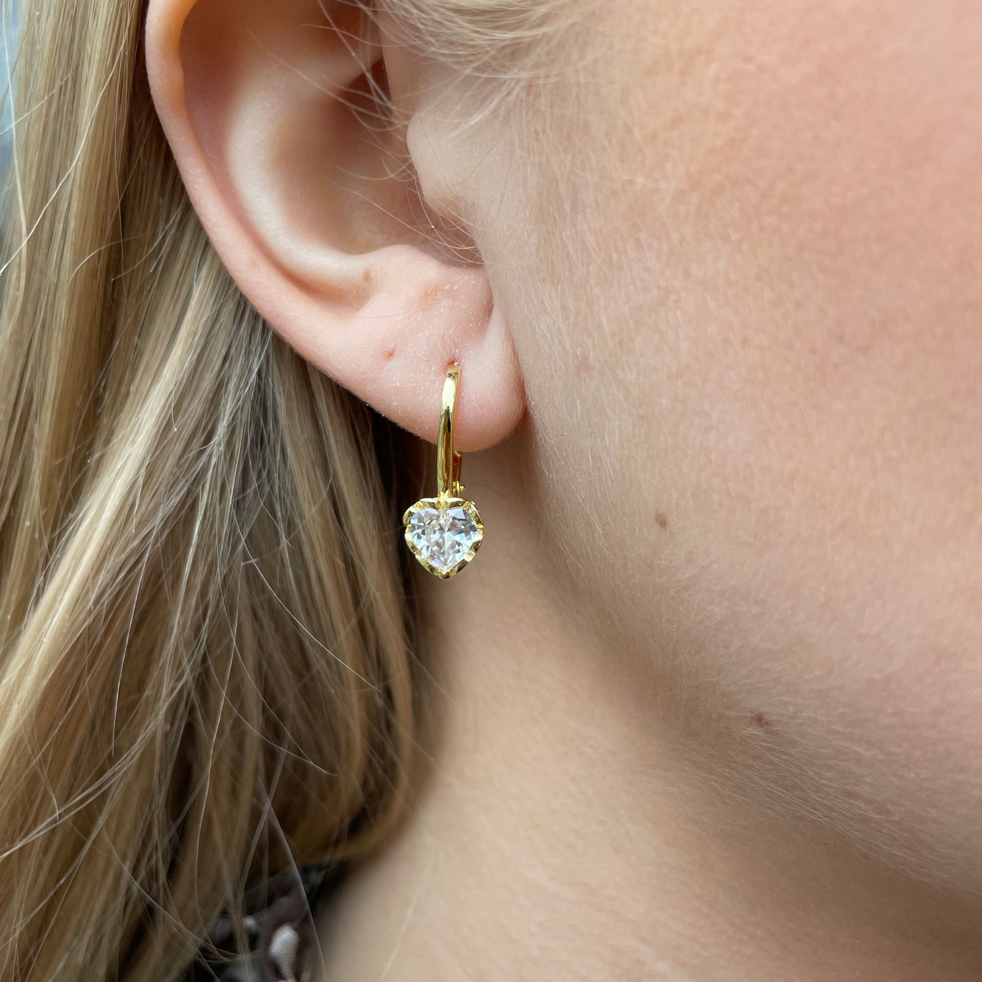 Sunshine Heart CZ Hoop Earrings | German Wires - John Ross Jewellers