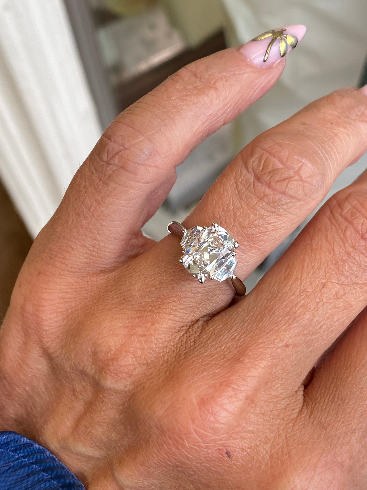Platinum Old Mine Cushion Engagement Ring | Lab Grown 3.09ct