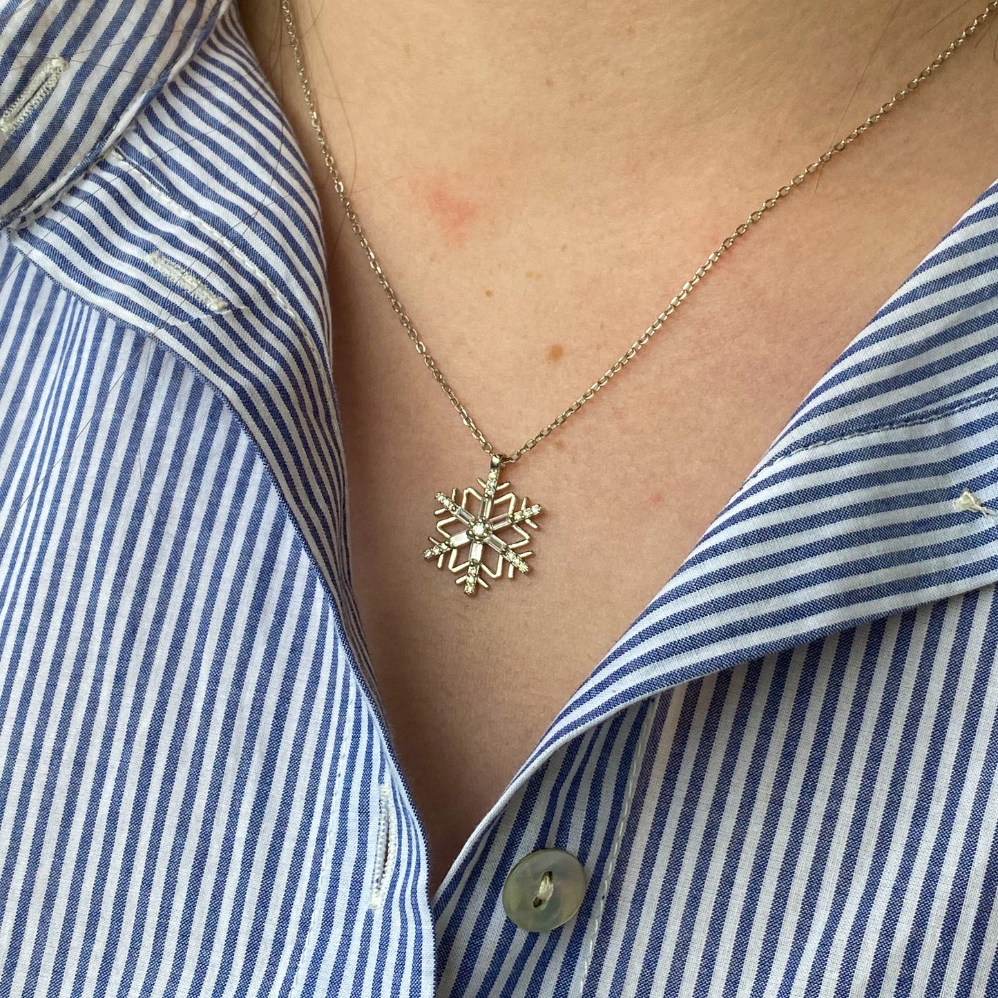 Silver CZ Snowflake Necklace