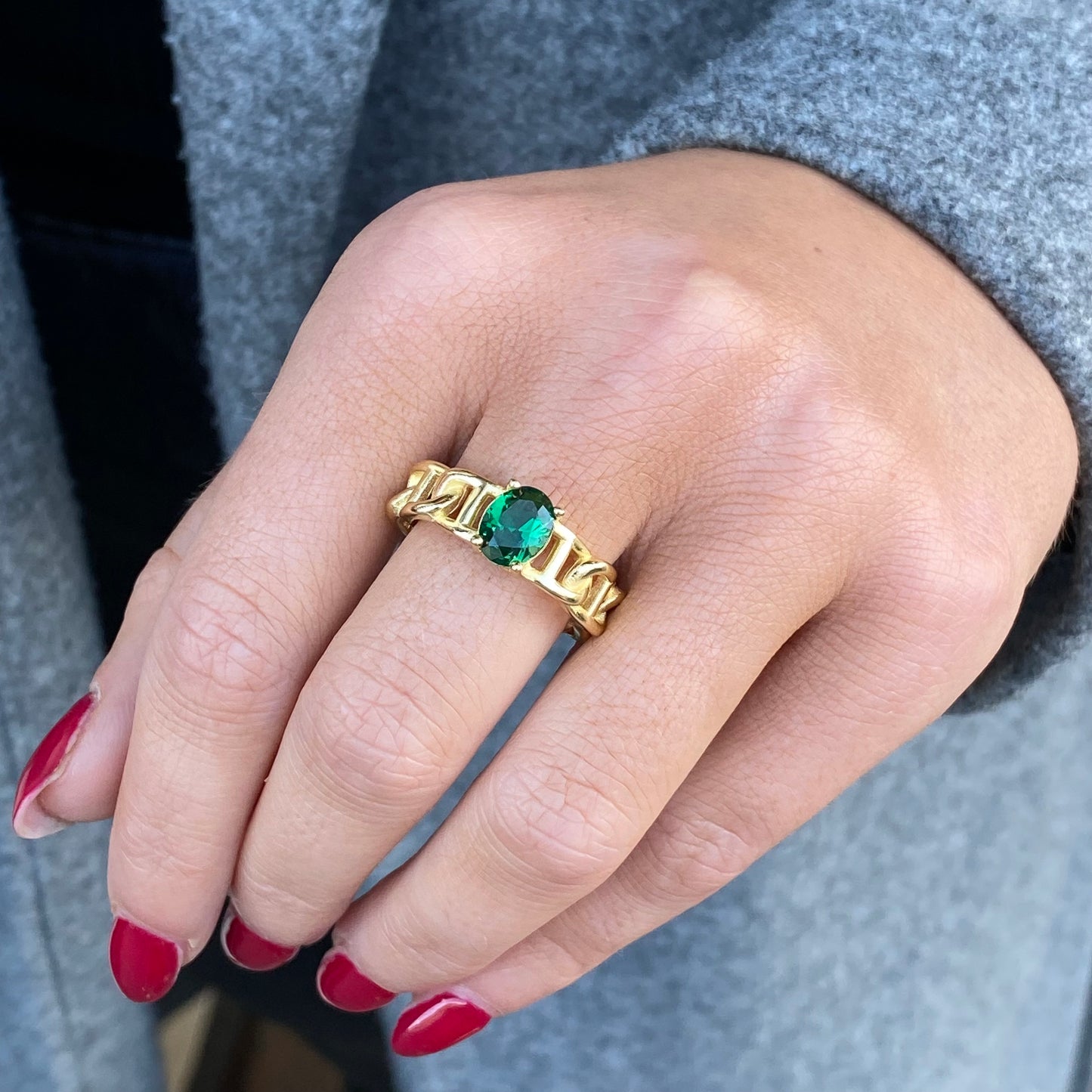 Sunshine Green CZ Chain Ring