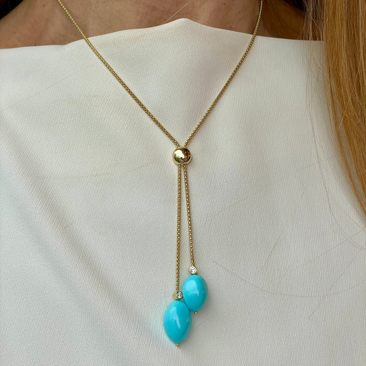 Baroque Lariat Necklace | Corfu | Turquoise - John Ross Jewellers