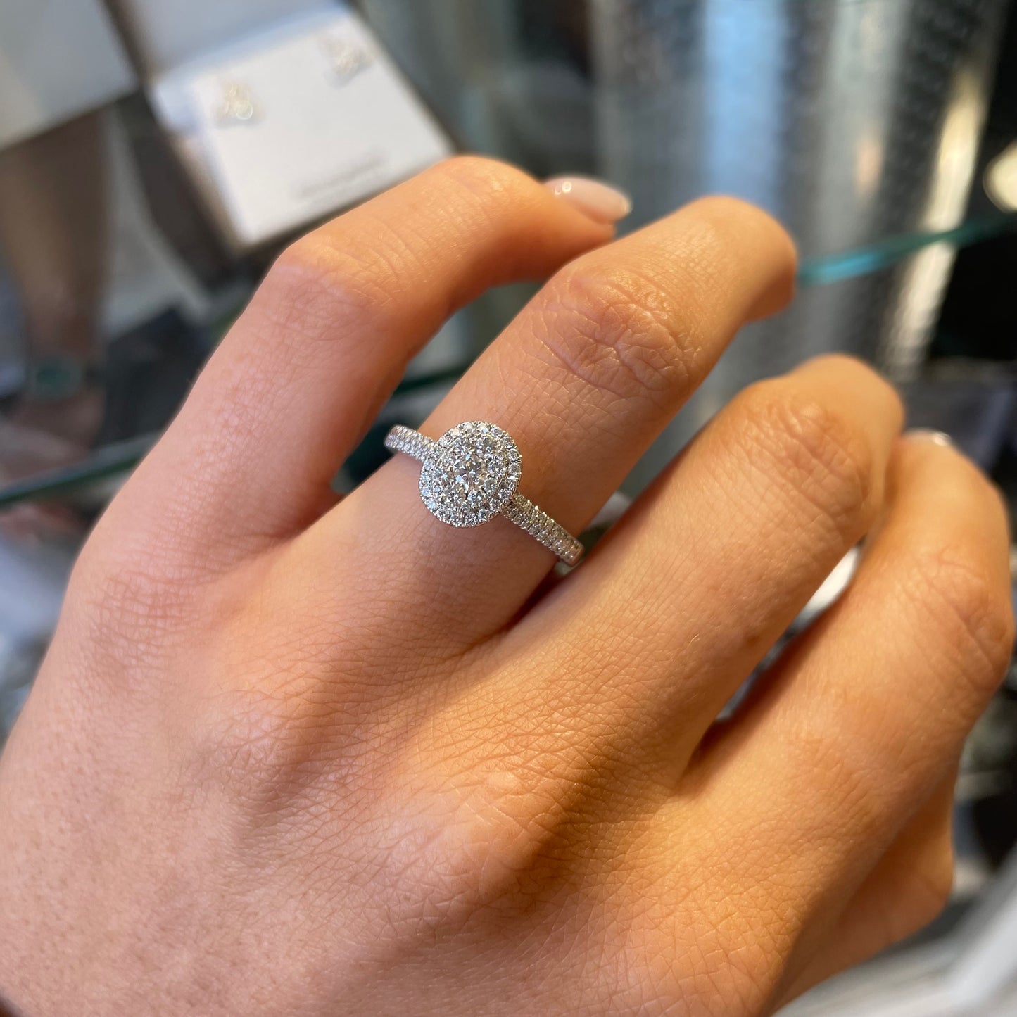 9ct Rose Gold Oval Solitaire Cluster Engagement Ring | 0.52ct - John Ross Jewellers