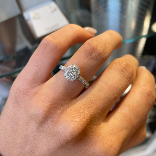 9ct Rose Gold Oval Solitaire Cluster Engagement Ring | 0.52ct - John Ross Jewellers