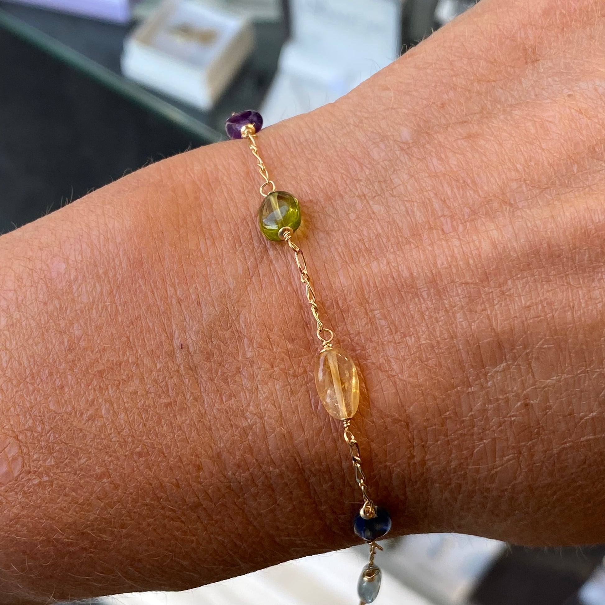 18ct Gold Fantasy Natural Gemstone Bracelet - John Ross Jewellers