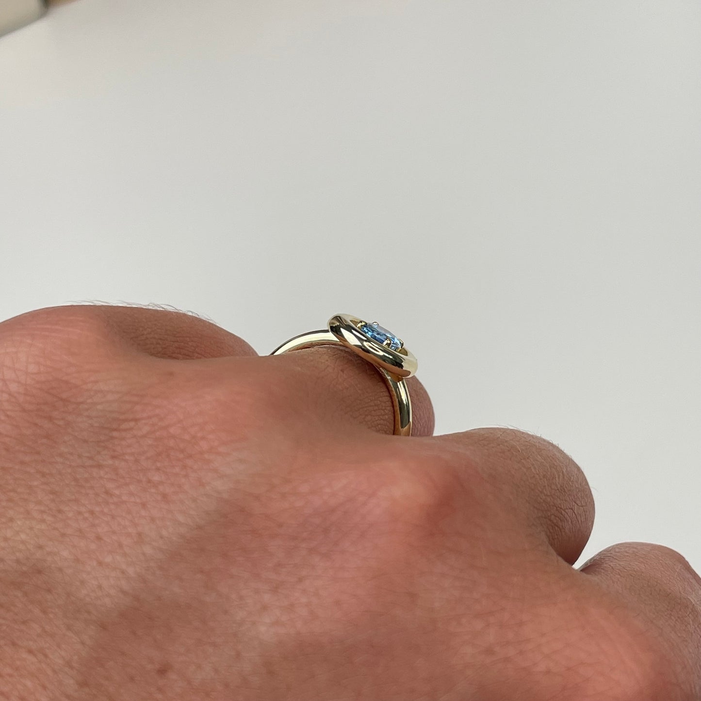 Sunshine Oval CZ Ring | Sky Blue - John Ross Jewellers