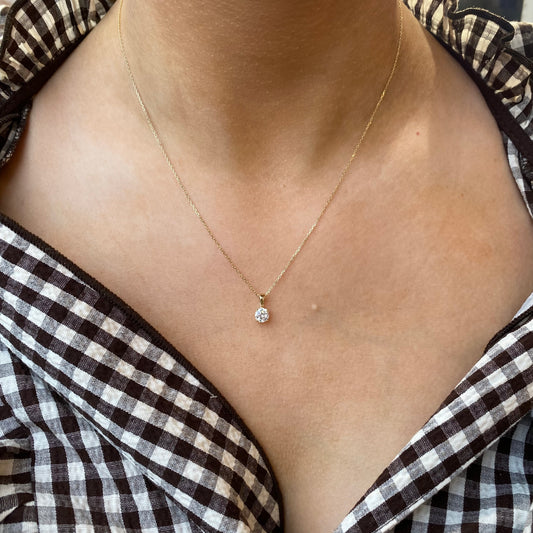 9ct Gold CZ Claw Set Necklace | 5mm