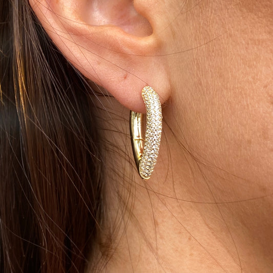 Sunshine CZ Pave V Hoop Earrings - John Ross Jewellers