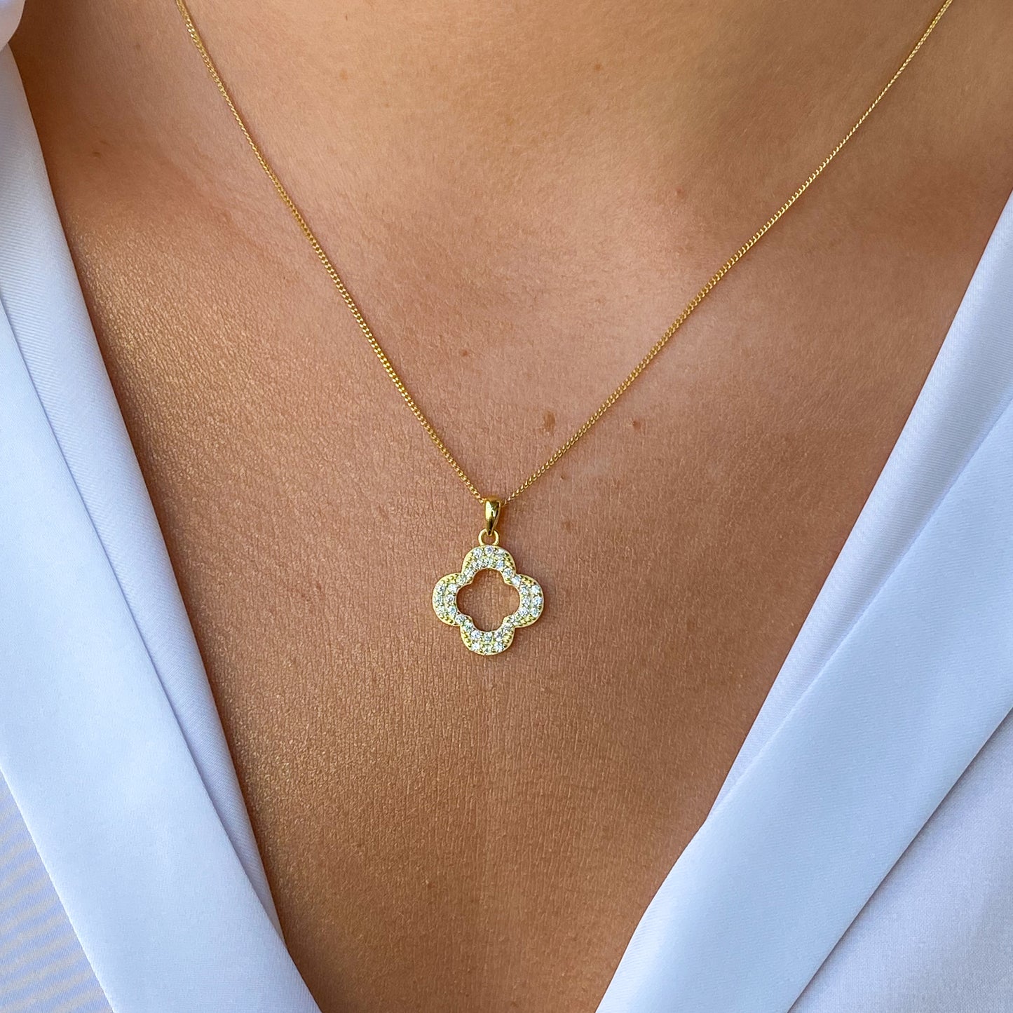 Sunshine CZ Earring & Necklace Set | Quatrefoil - John Ross Jewellers