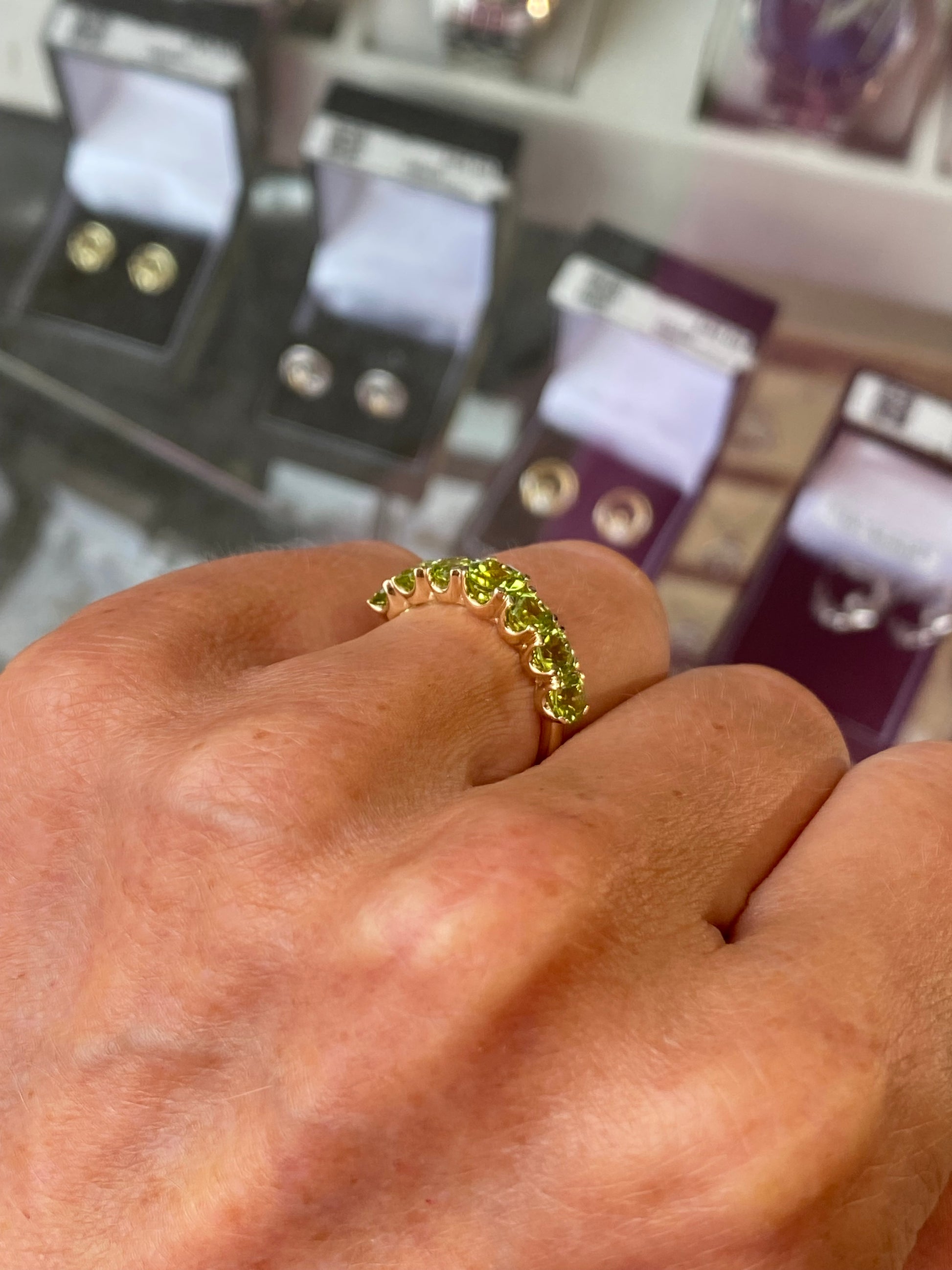 9ct Gold Graduated Eternity Ring - Peridot - John Ross Jewellers