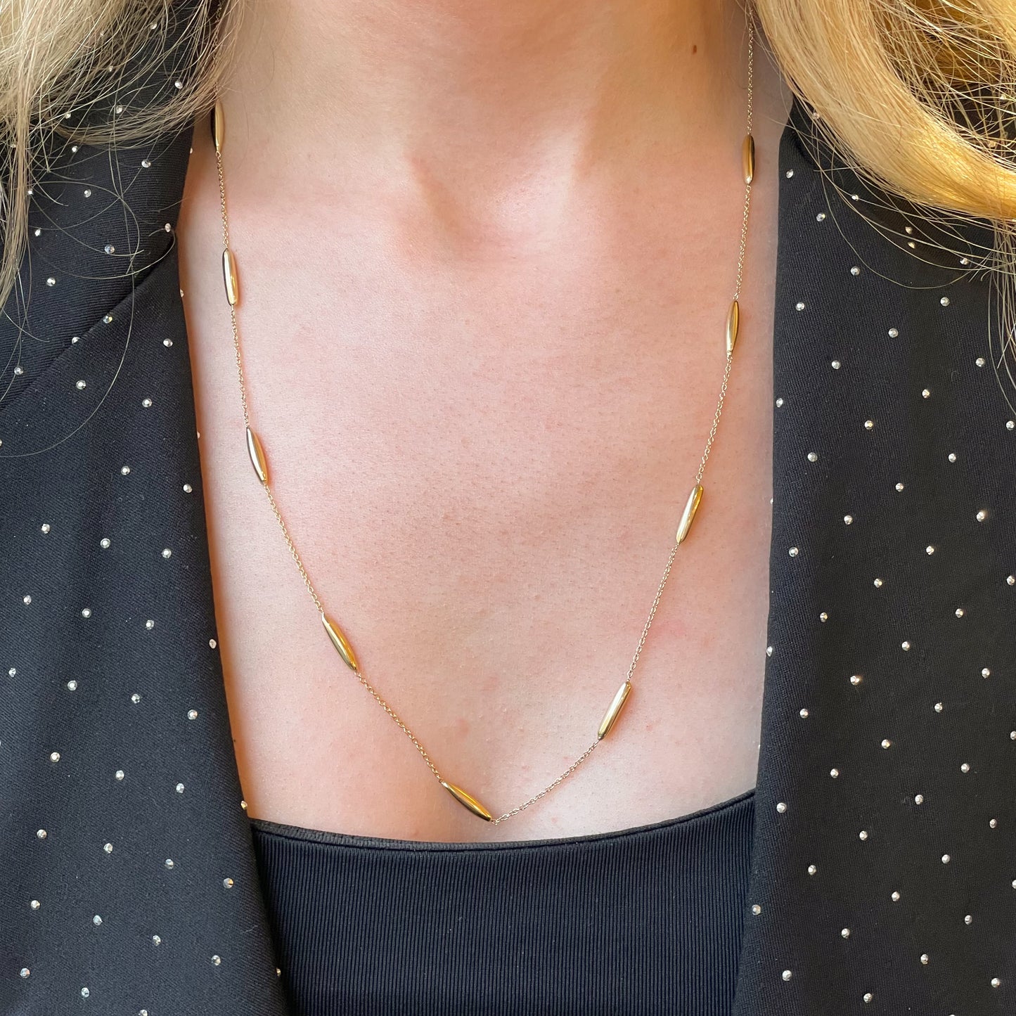 9ct Gold Navette Link Necklace | 24" - John Ross Jewellers