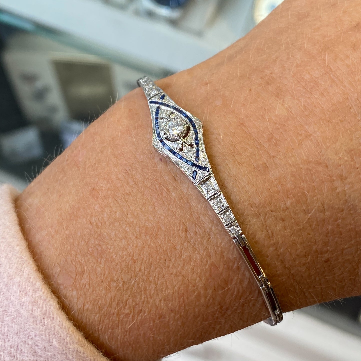 18ct White Gold Sapphire & Diamond Bracelet