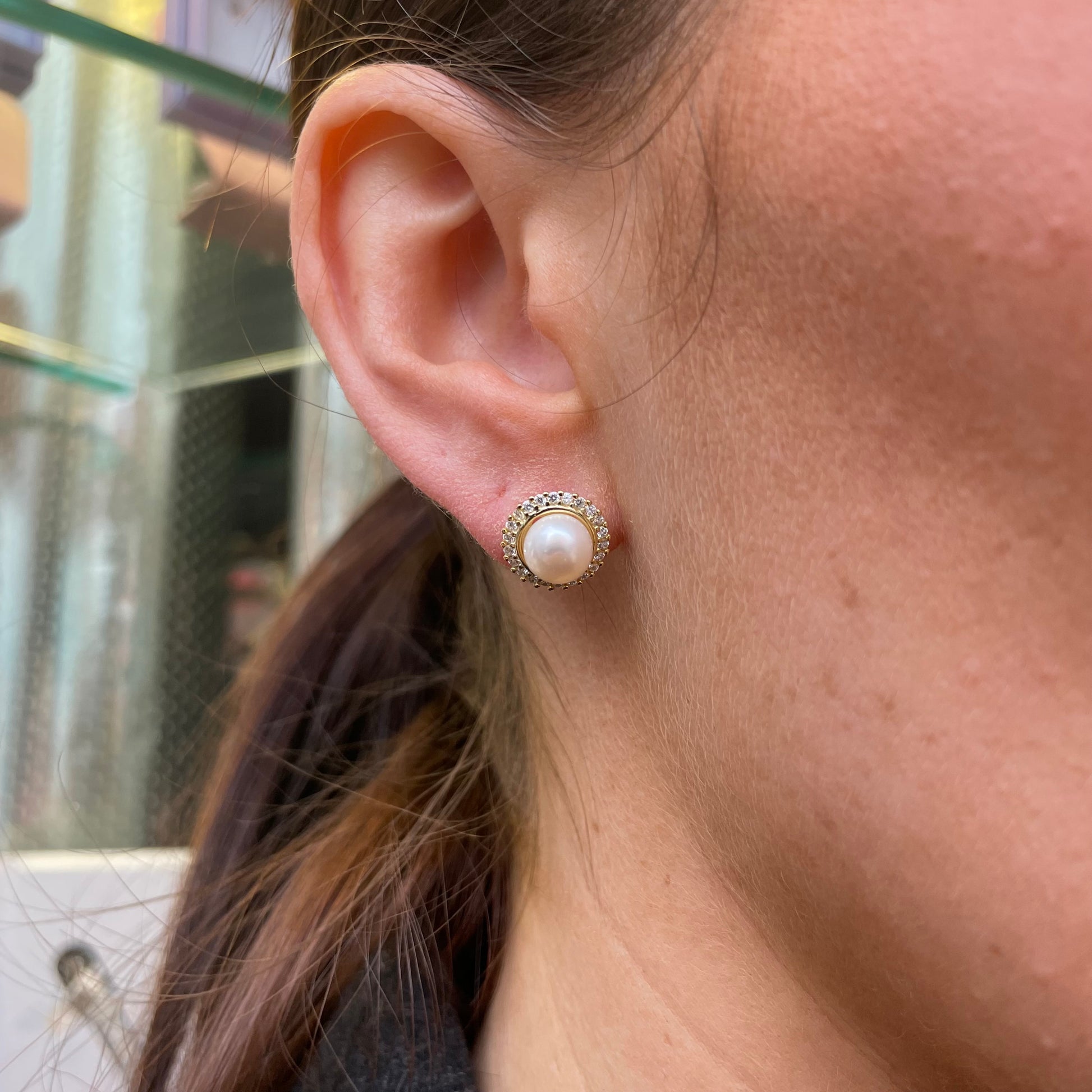 Sunshine CZ & Freshwater Pearl Earrings - John Ross Jewellers