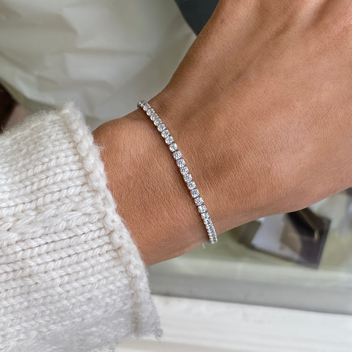 Silver CZ Tennis Bracelet | 2.5mm | 15.5 + 4cm