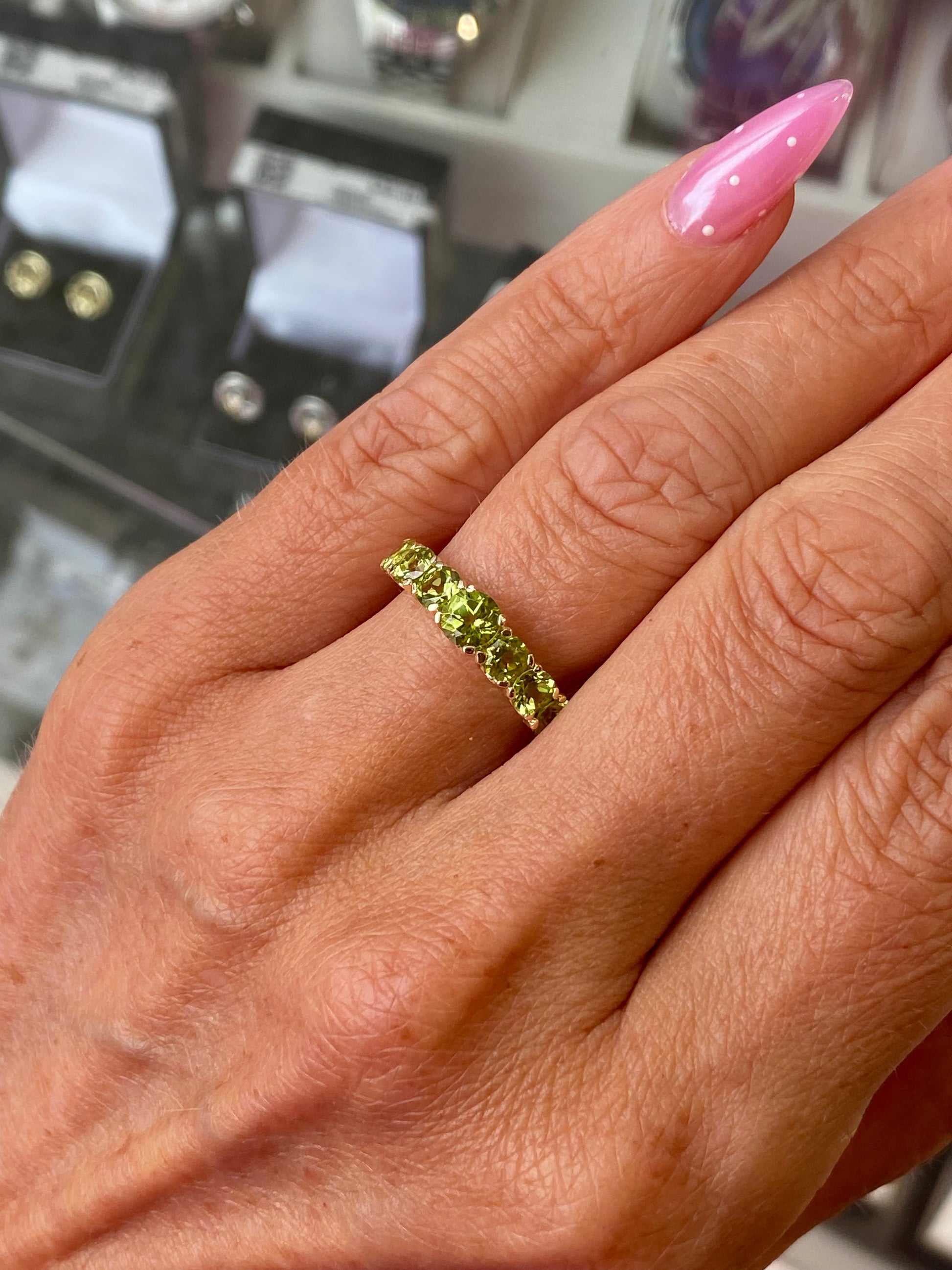 9ct Gold Graduated Eternity Ring - Peridot - John Ross Jewellers