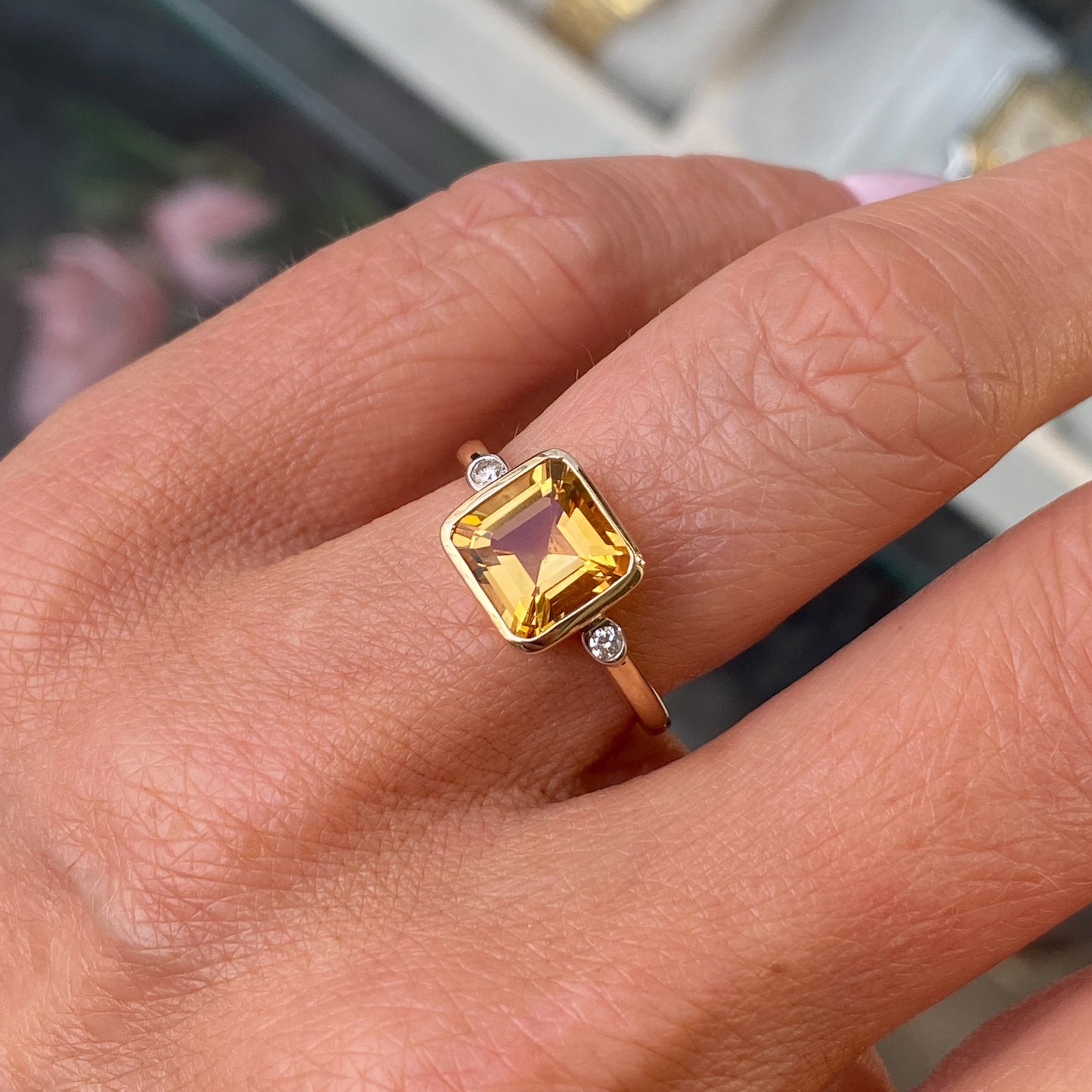 9ct Gold Citrine & Diamond Ring - John Ross Jewellers