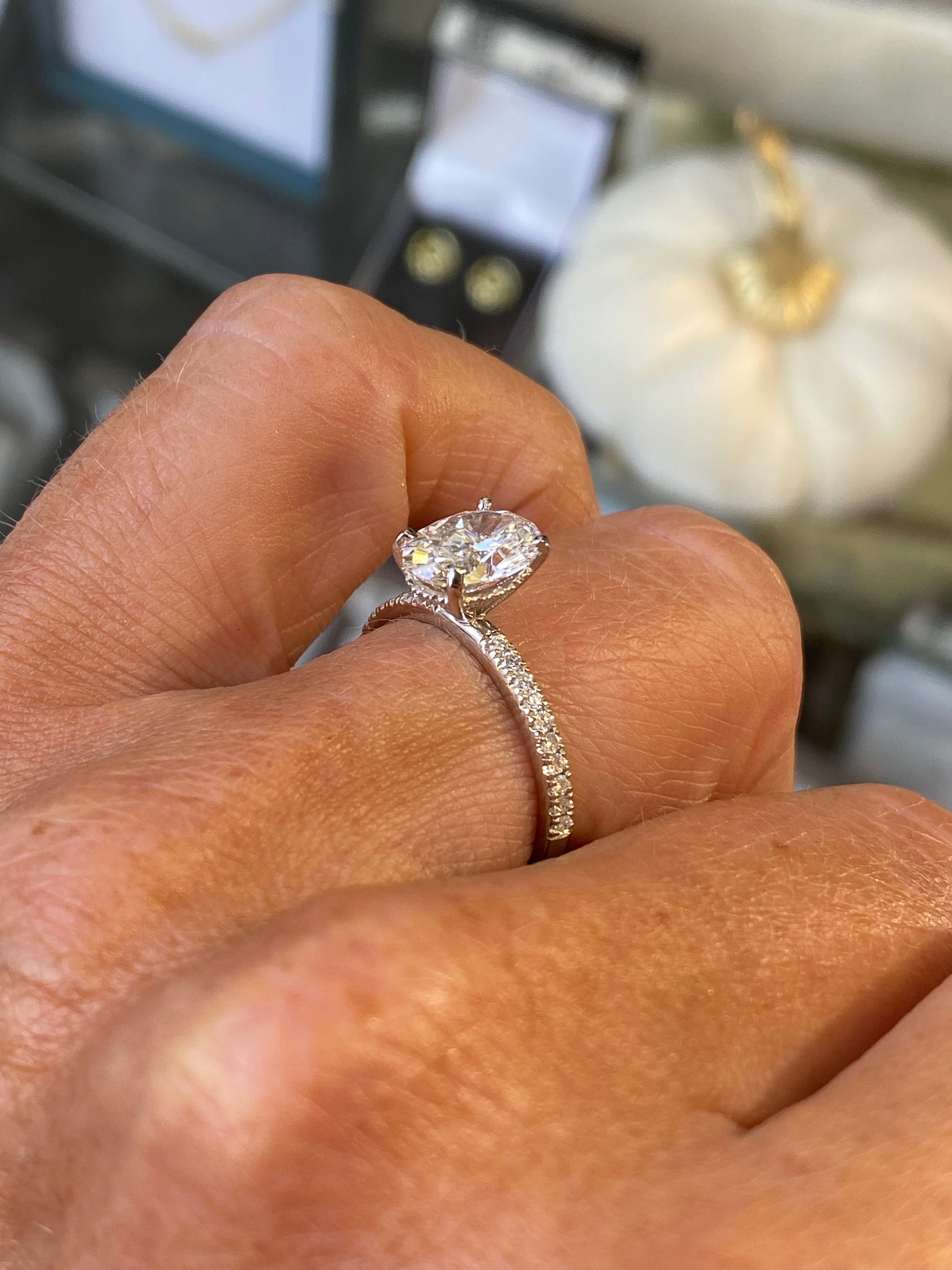 Platinum Solitaire Engagement Ring | Certificated Oval Lab 1.55ct - John Ross Jewellers