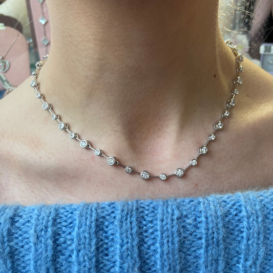 Silver CZ Tennis Necklace | 42cm - John Ross Jewellers