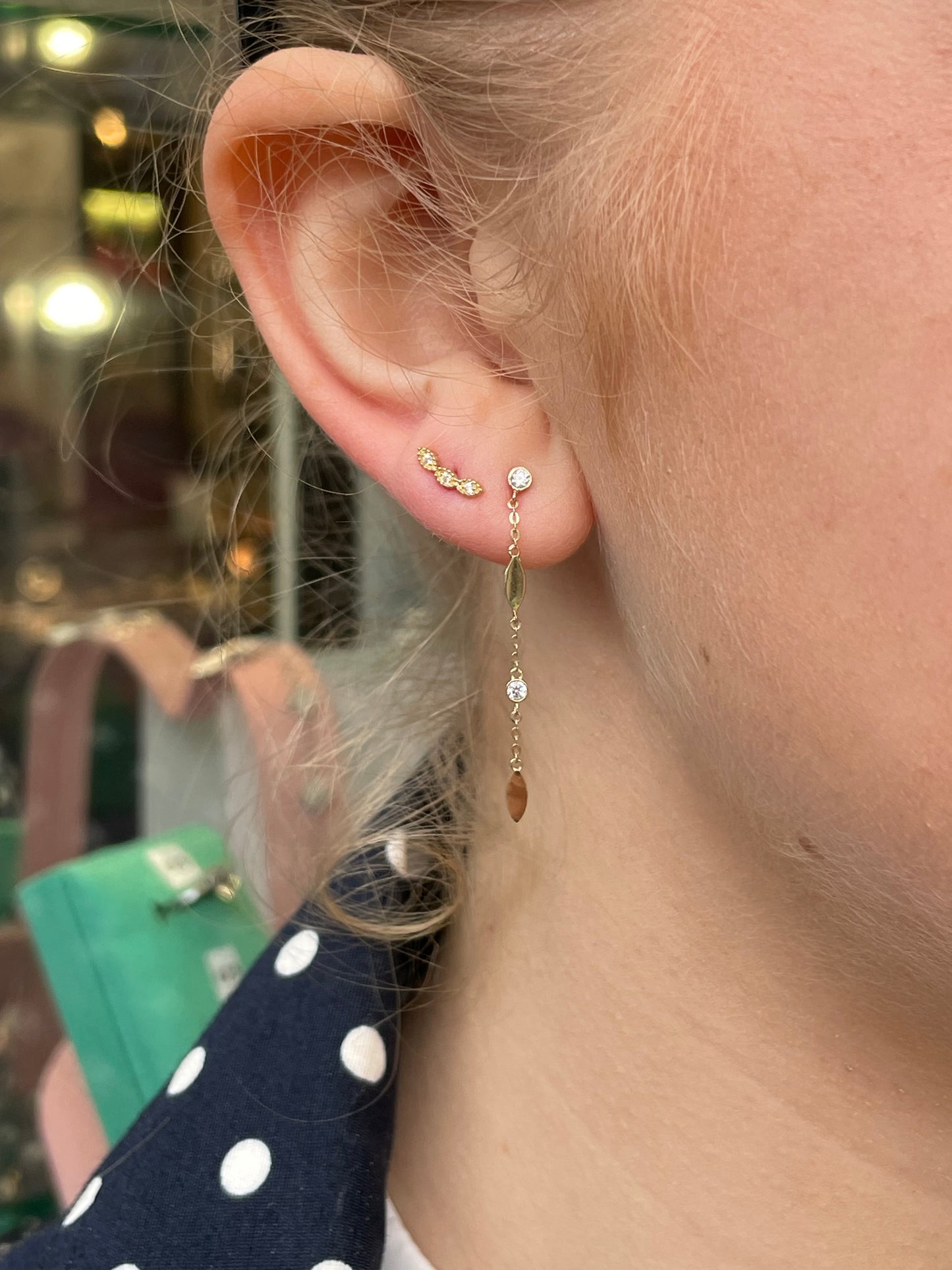 9ct Gold CZ Climber Stud Earrings