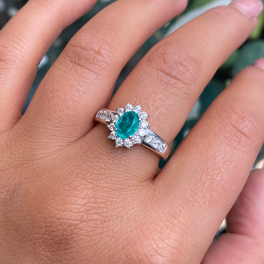 Silver CZ Diana Cluster Ring | Paraiba