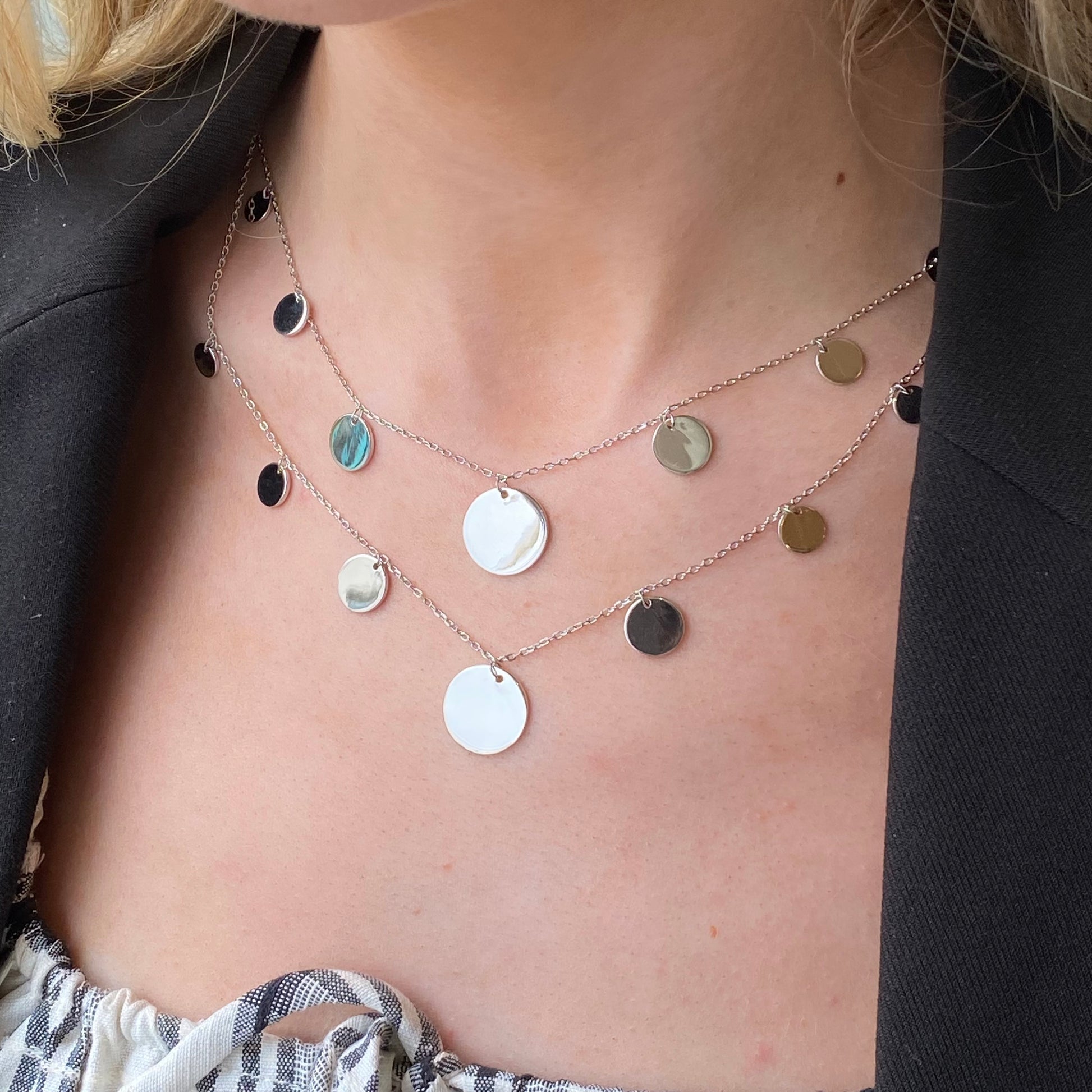 Silver Discs Necklace | 40+5cm - John Ross Jewellers