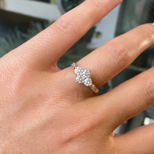 18ct Gold Diamond Boat Cluster Engagement Ring - John Ross Jewellers