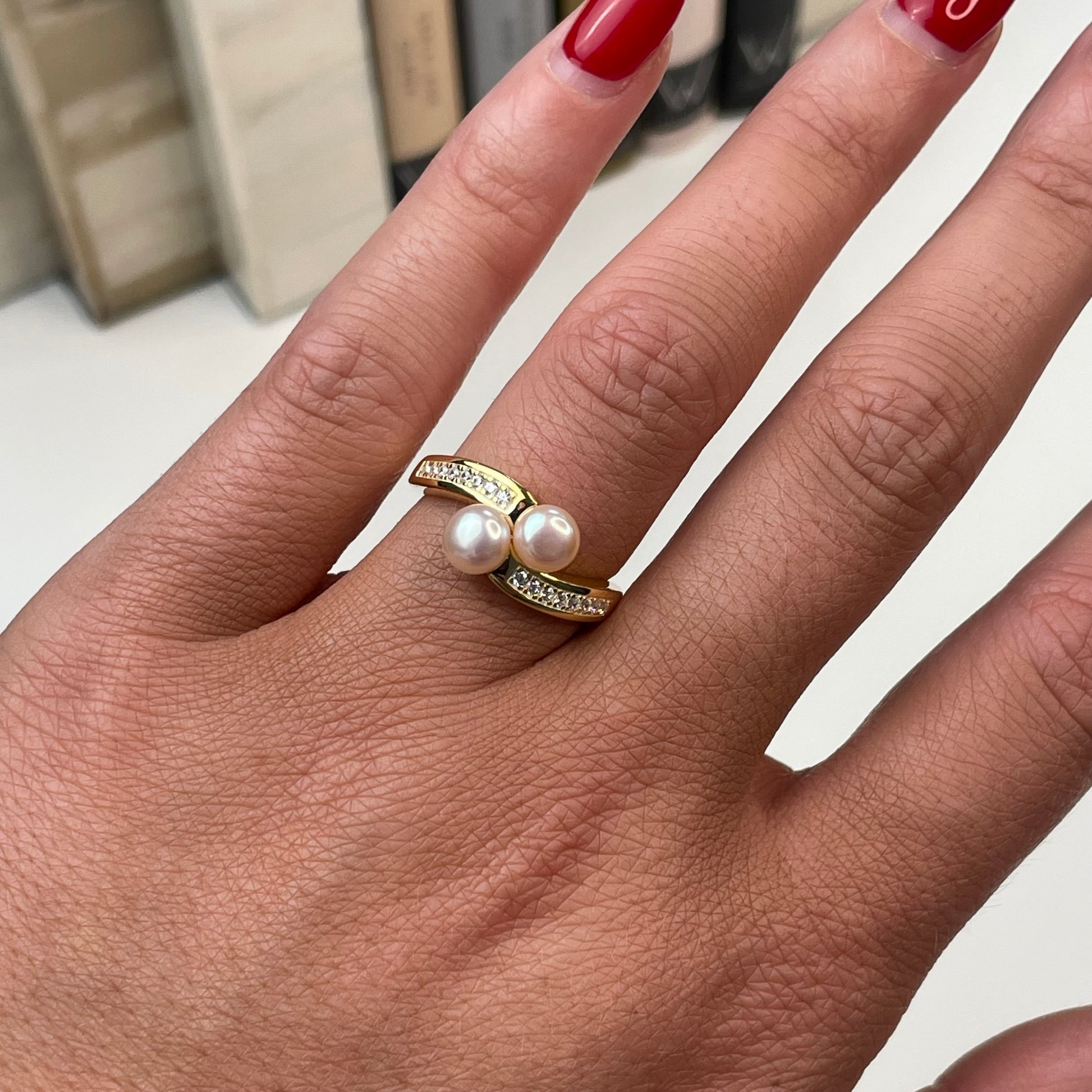 Sunshine Freshwater Pearl Crossover Ring | 5mm - John Ross Jewellers
