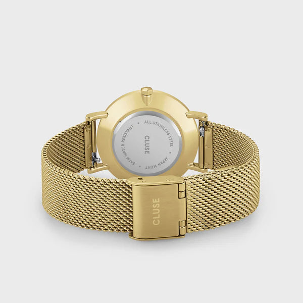 Gift Box Minuit Watch Mesh, White & Flat Snake Bracelet, Gold Colour