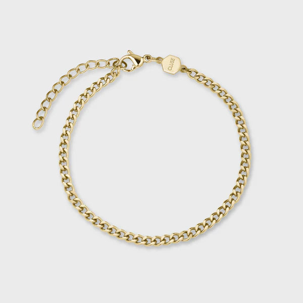Gift Box La Tétragone Watch Steel, White Pearl & Curb Chain Bracelet, Gold Colour