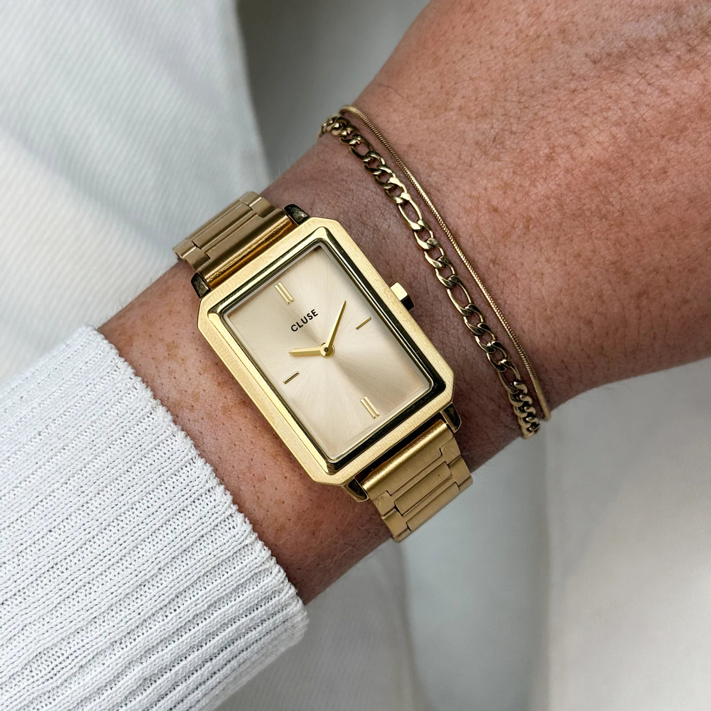 CLUSE Fluette Gift Box | Gold & Double Chain Bracelet - John Ross Jewellers