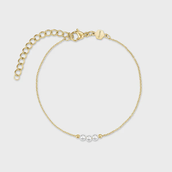 CLUSE Gift Box Belisenna Watch Steel, White & Pearl Chain Bracelet, Gold Colour