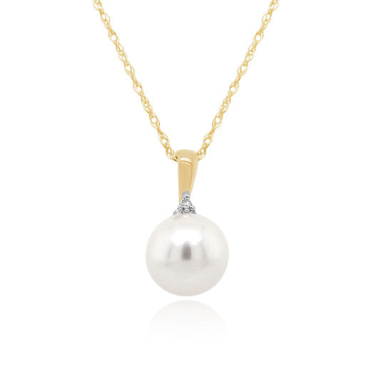 9ct Gold Pearl & Diamond Necklace - John Ross Jewellers