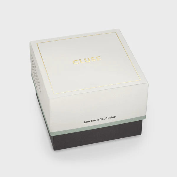 Gift Box La Tétragone Watch Steel, White Pearl & Curb Chain Bracelet, Gold Colour