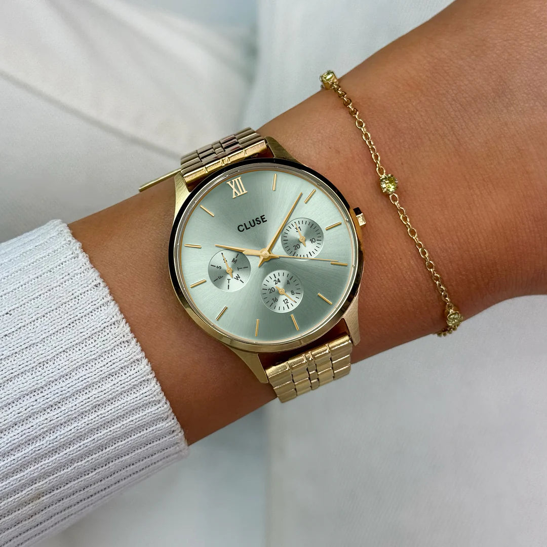 CLUSE Minuit Multifunction Gold/Sage Green - John Ross Jewellers