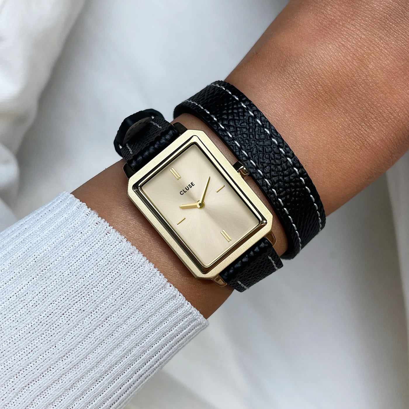 CLUSE Fluette Double Leather Full Gold/Black - John Ross Jewellers