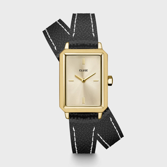 CLUSE Fluette Double Leather Full Gold/Black - John Ross Jewellers