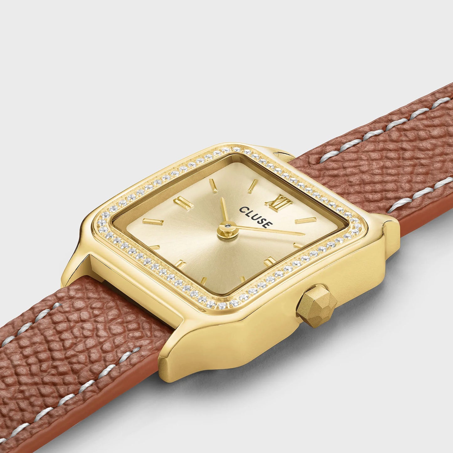 CLUSE Gracieuse Petite Double Leather With Stones Gold/Nutshell - John Ross Jewellers
